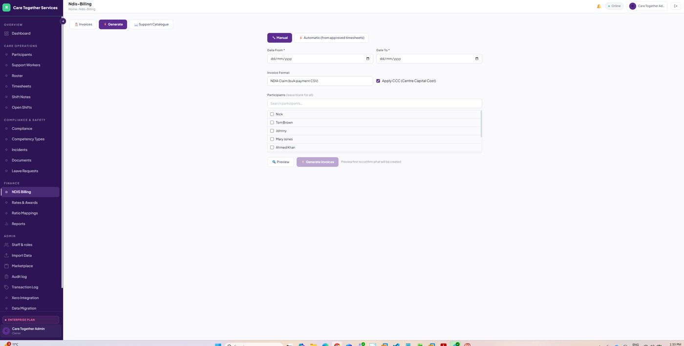 RaddeCare+ roster and shift management